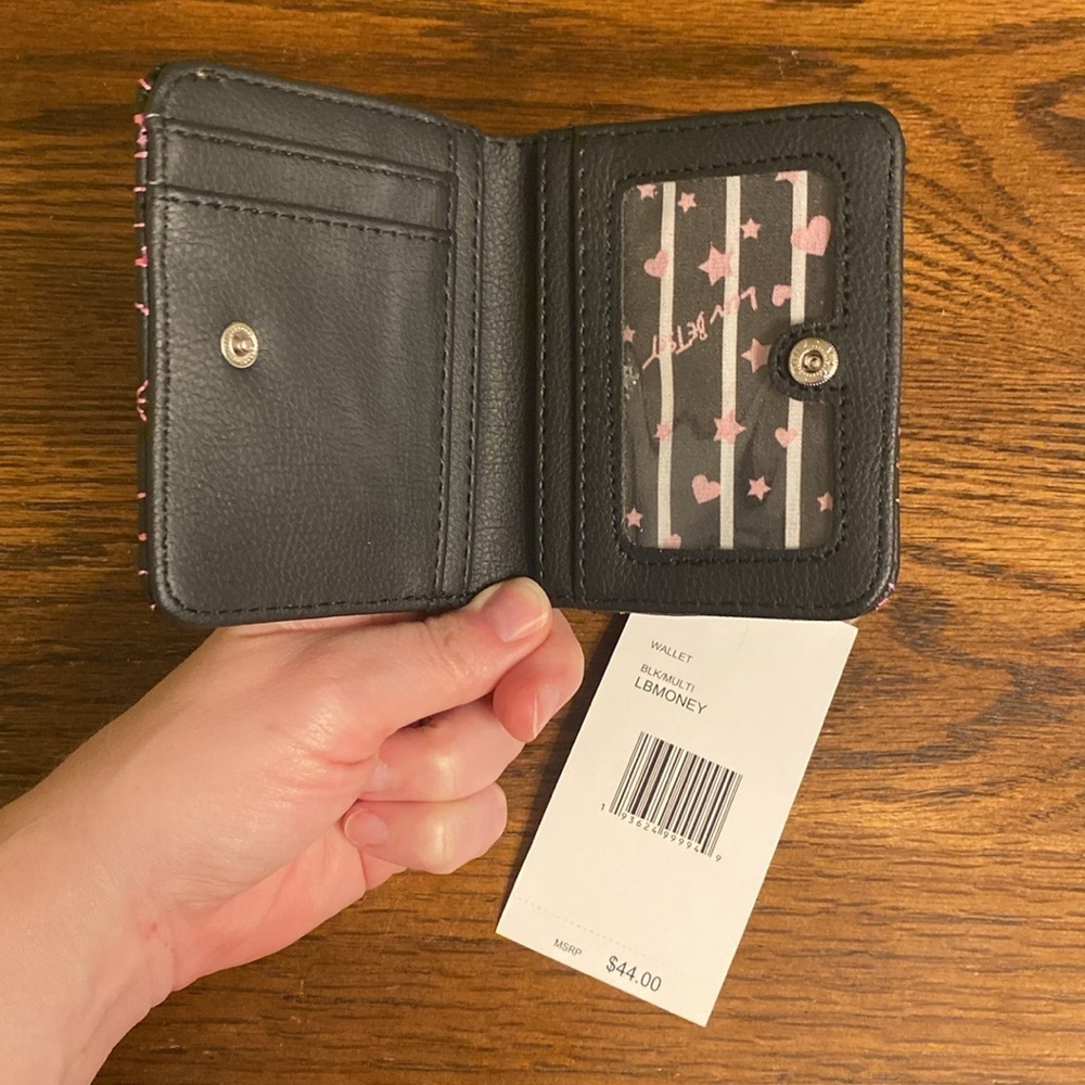 Betsey Johnson Black Pink Heart Wallet - Picture 3 of 5